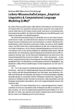 Leibniz-WissenschaftsCampus "Empirical Linguistics & Computational Language Modeling (LiMo)"