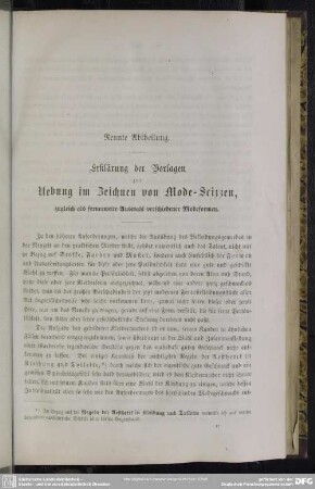 Neunte Abtheilung. Erklärung der Vorlagen zur Uebung im Zeichnen von Mode-Skizzen