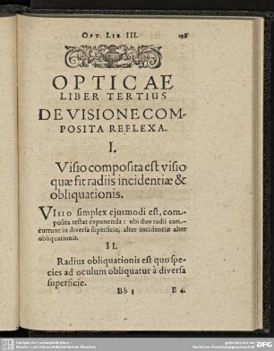 OPTICAE LIBER TERTIUS DE VISIONE COMPOSITA REFLEXA.