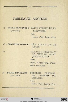 Tableaux Anciens (Nr. 17-30)