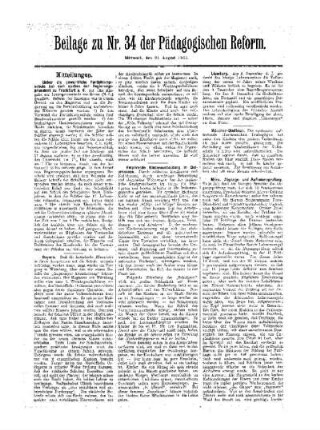 Mitteilungen : Beilage zu Nr. 34 der Pädagogischen Reform