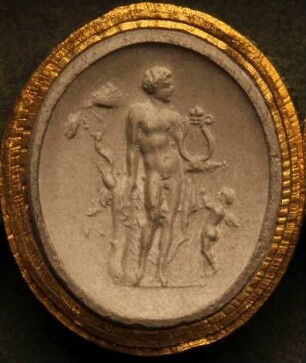 Cupido verlangt von Apollo die Leier (Daktyliothek, Erstes Mythologisches Tausend)