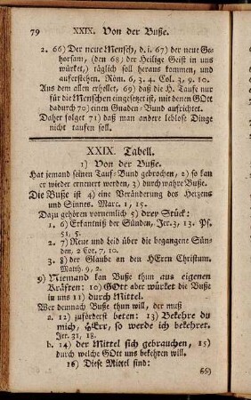 XXIX. Tabell. Von der Buße. - Fragen über die 29. Tabell.
