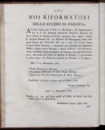 Noi Riformatori. Dello Studio di Padova