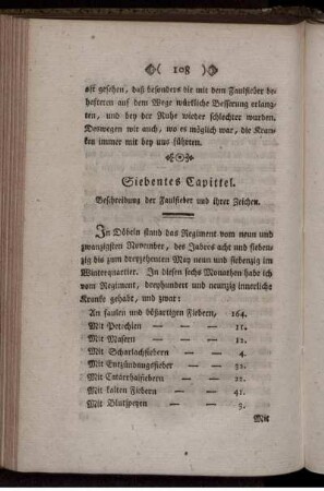 Siebentes Capitel. Beschreibung der Faulfieber und ihrer Zeichen.
