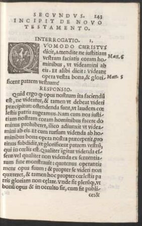 Incipit De Novo Testamento.