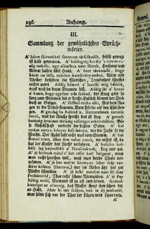 III. Sammlung der gewöhnlichsten Sprüchwörter