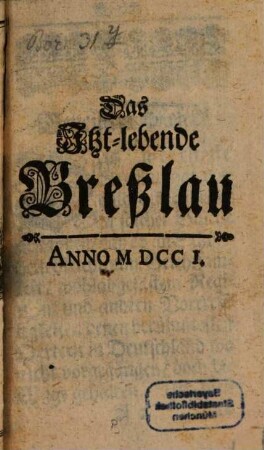 Das Itzt-lebende Breßlau