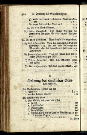 C. Ordnung der christlichen Glaubenslehren.