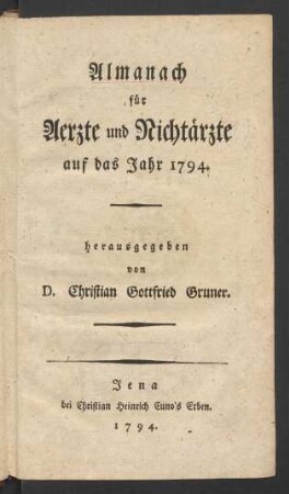 1794: Almanach für Aerzte und Nichtaerzte