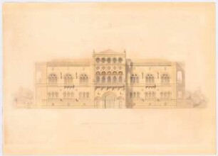 Fürstenwohnhaus für die Wittelsbacher, München: Vorentwurf, Aufriss Vorderansicht
