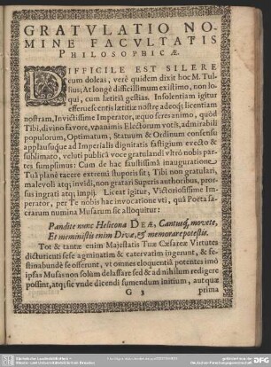 Gratulatio Nomine Facultatis Philosophicae