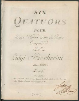 Six Quatuors Pour Deux Violons Alto Et Basse : Oeuvre XXXIII.