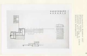 Gästehaus Askania (Diplomarbeit bei Kurt Dübbers): Grundriss Kellergeschoss und Schnitte 1:200