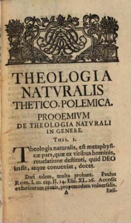 Theologia naturalis thetico-polemica ...