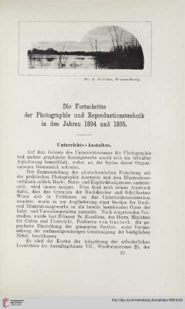 Die Fortschritte der Photographie und Reproductionstechnil in den Jahren 1894 und 1895