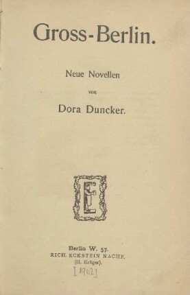 Gross-Berlin : neue Novellen