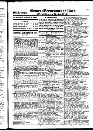 1012.Ausgabe. Donnerstag, 15. Juni 1916