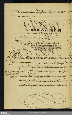 Landtags Abschidt Anno 1580