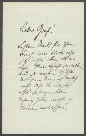 Brief von Georg Kolbe an Hans Albrecht Graf von Harrach
