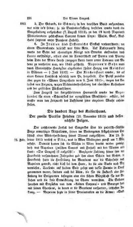 Die hundert Tage des Kaiserthums. Der zweite Pariser Frieden (20. November 1815) und dessen nächste Folgen