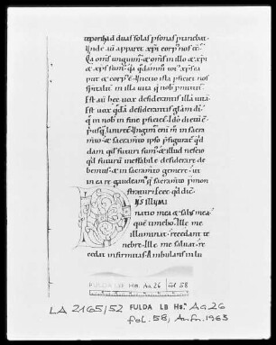 Augustinus, Enarrationes in Psalmos 1-50 — Initiale D, Folio 58 recto
