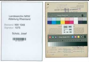 Entnazifizierung Josef Scholz , geb. 16.11.1905 (Bahnbeamter)