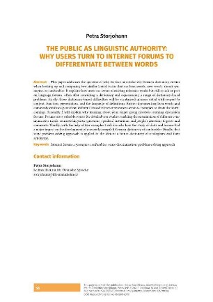 The public as linguistic authority: Why users turn to internet forums to differentiate between words