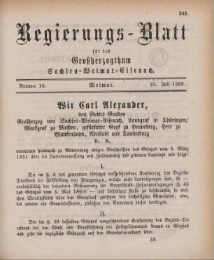 Nr. 15 : 10. Juli 1869