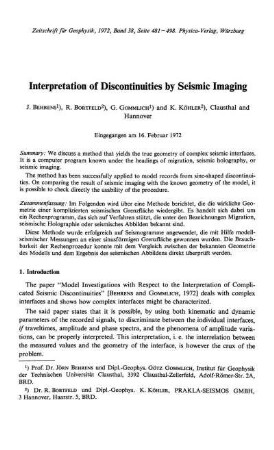 Interpretation of discontinuities by seismic imaging