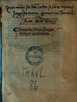 Homelie Divi Gregorii super Ezechielem
