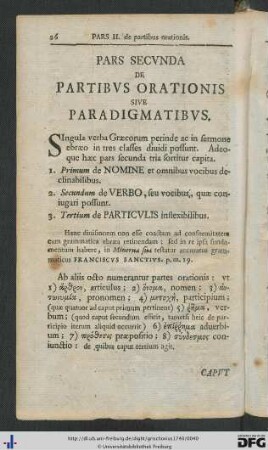 Pars Secunda. De Partibus Orationis Sive Paradigmatibus.