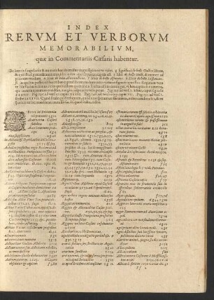 Index Rerum Et Verborum Memorabilium, quae in Commentariis Caesaris habentur.