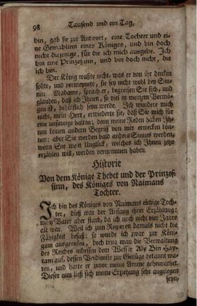 Historie von dem Könige Thebet und der Prinzessinn, des Königes von Naimans Tochter