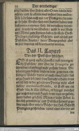 Das II. Capitel, Von der Postillen Absehen
