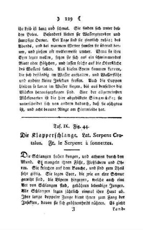 ¬Die¬ Klapperschlange : Taf. IX, Fig. 44
