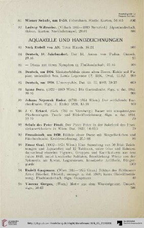 Aquarelle und Handzeichnungen (Nr. 83-118a)