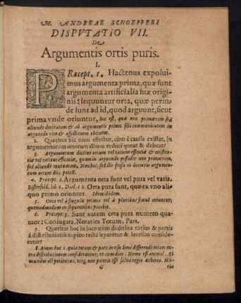 Disputatio VII. De Argumentis ortis puris.