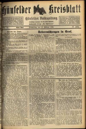 Erste Ausgabe vom Donnerstag, den 23. Februar 1928.