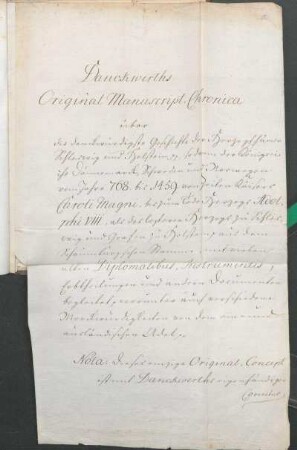 Danckwerths Original Manuscript. Chronica
