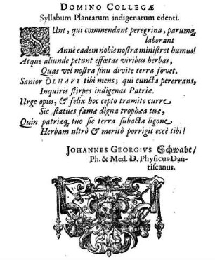 Domino Collegæ Syllabum Plantarum indigenarum edenti.