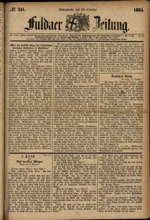 Ausgabe vom Samstag, den 18. Oktober 1884.