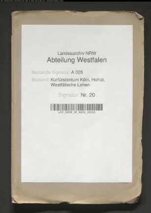 Lehnsprotokoll über Belehnungen des Kurfürsten Ferdinand in Westfalen