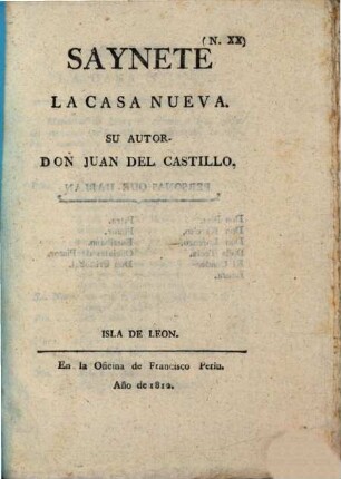 Saynete, 20. La casa nueva