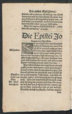 Die Epistel Johannis des Apostels.