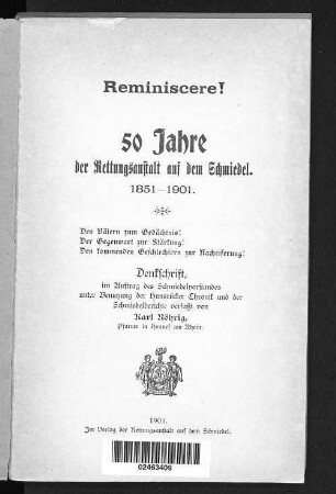 50 Jahre der Rettungsanstalt auf dem Schmiedel : 1851 - 1901