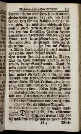 11. Von der Beharrung und dem Wachsthum in der christlichen Tugend.