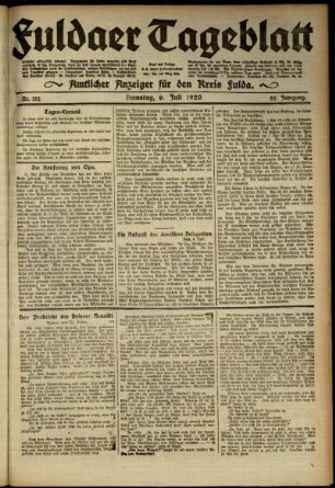 Ausgabe vom Dienstag, den 06. Juli 1920.