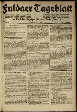Ausgabe vom Dienstag, den 06. Juli 1920.