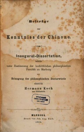 Beiträge zur Kenntniss der Chinone